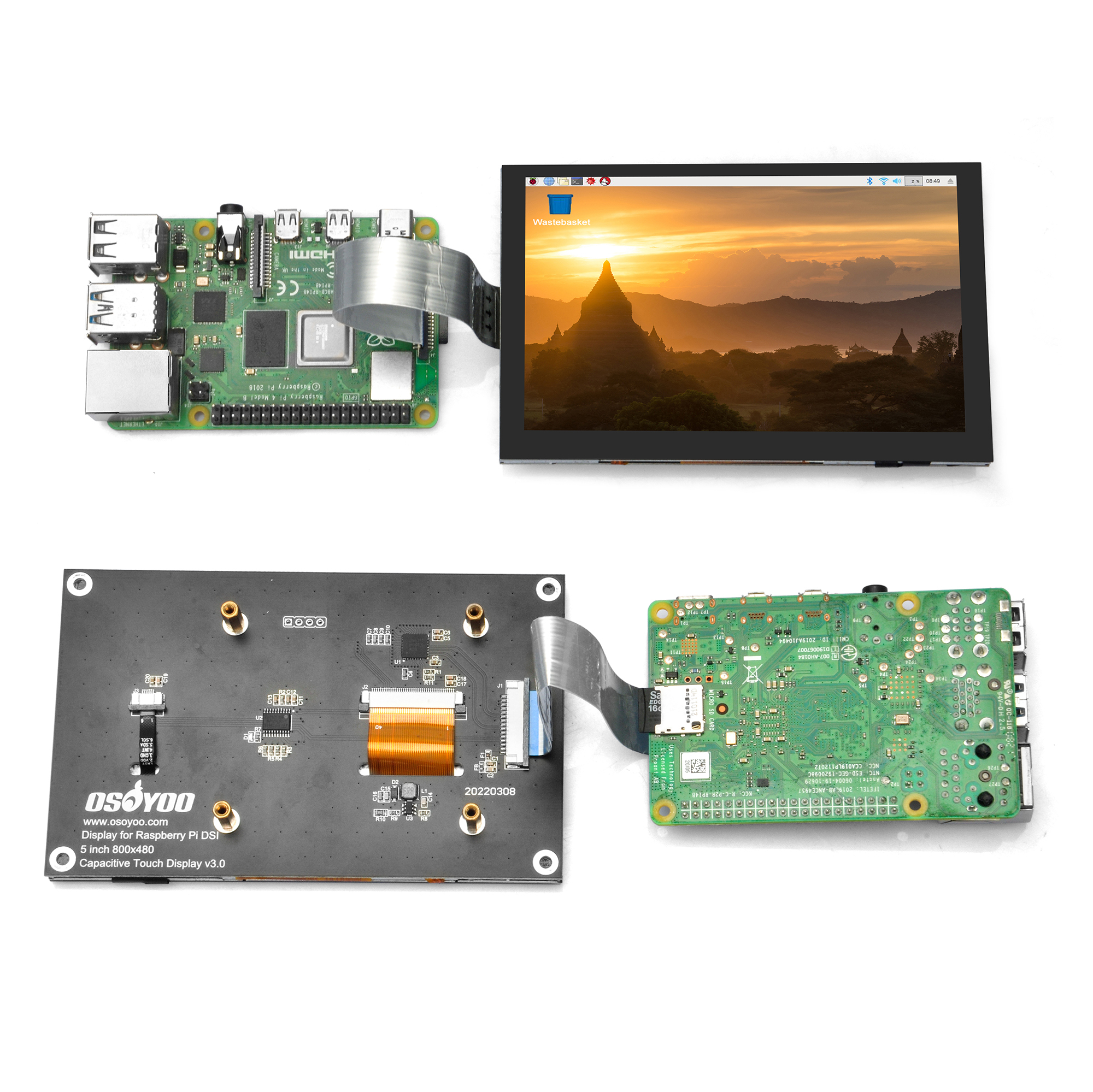 OSOYOO â€“ Ã©cran tactile LCD DSI de 5 pouces, 800x480, avec support Portable, pour Raspberry Pi 4 3B + 2 n° 6