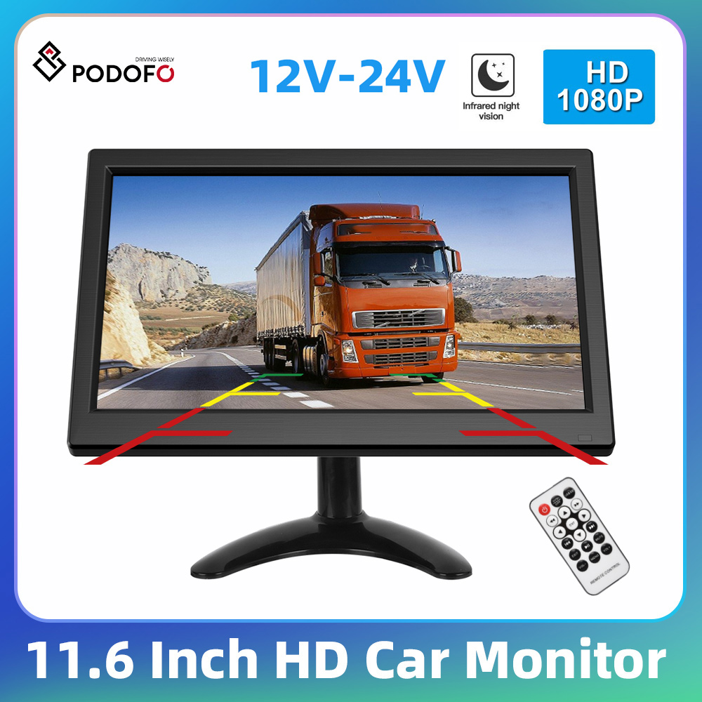 PodoNuremberg-Moniteur de voiture HD avec vision nocturne, 11.6 , haut-parleurs pour touristes, HDMI, VGA, rÃ©troviseur, systÃ¨me de stationnement de vÃ©hicule, moniteur pour montres, remorque, camion n° 1