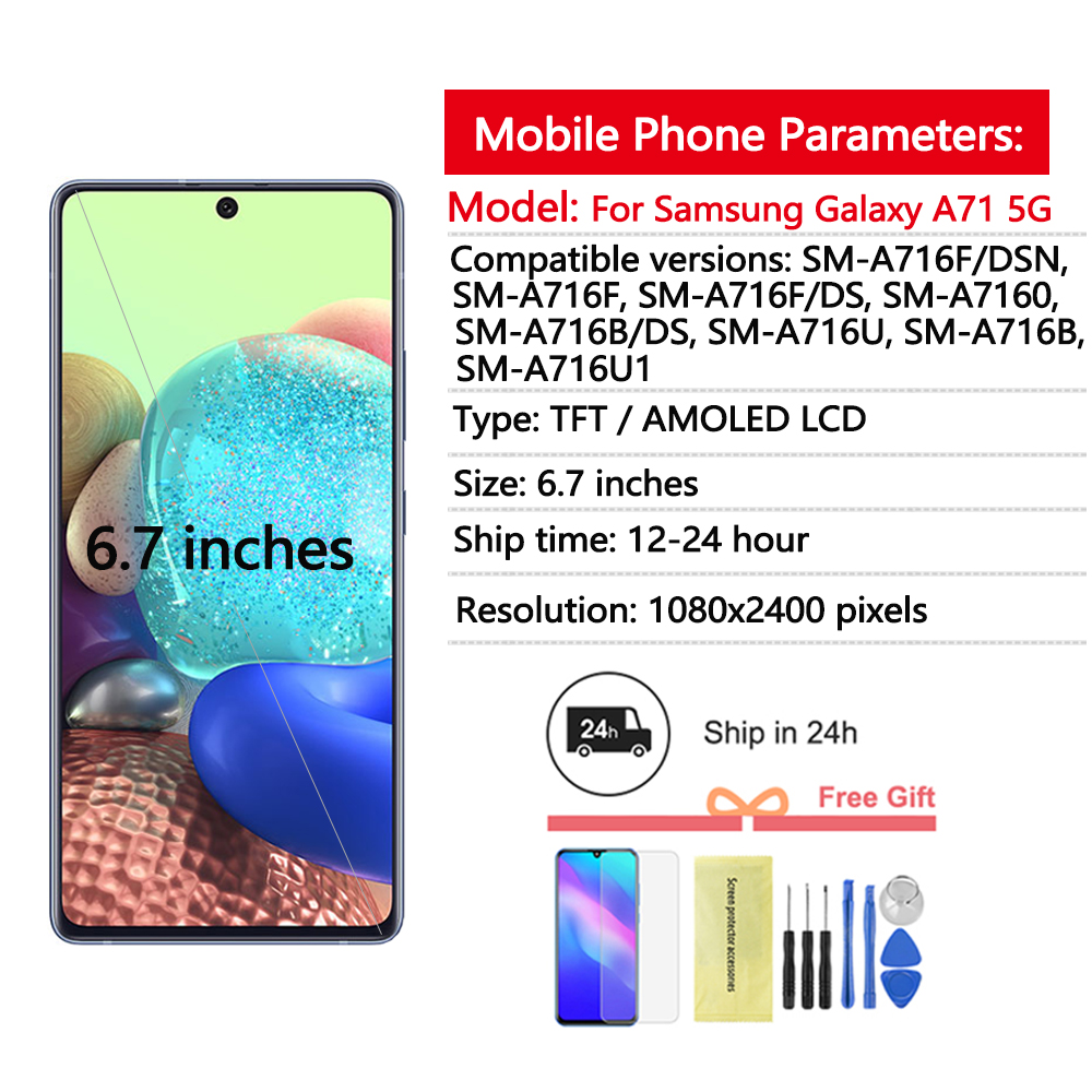 6.7 ''affichage d'origine pour Samsung Galaxy A71 5G LCD Ã©cran tactile numÃ©riseur assemblÃ©e pour Samsung A71 5G A716F A716F/DS n° 2