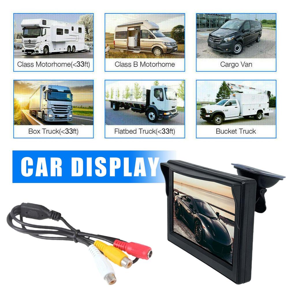 Moniteur de Voiture TFT LCD HD NumÃ©rique 16:9 de 4.3 Pouces, Ã‰cran 800x480, EntrÃ©e VidÃ©o 2 Voies, ColorÃ©, pour PaupiÃ¨res, CamÃ©ra de Rectransistors, DVD, VCD, W9W1 n° 5