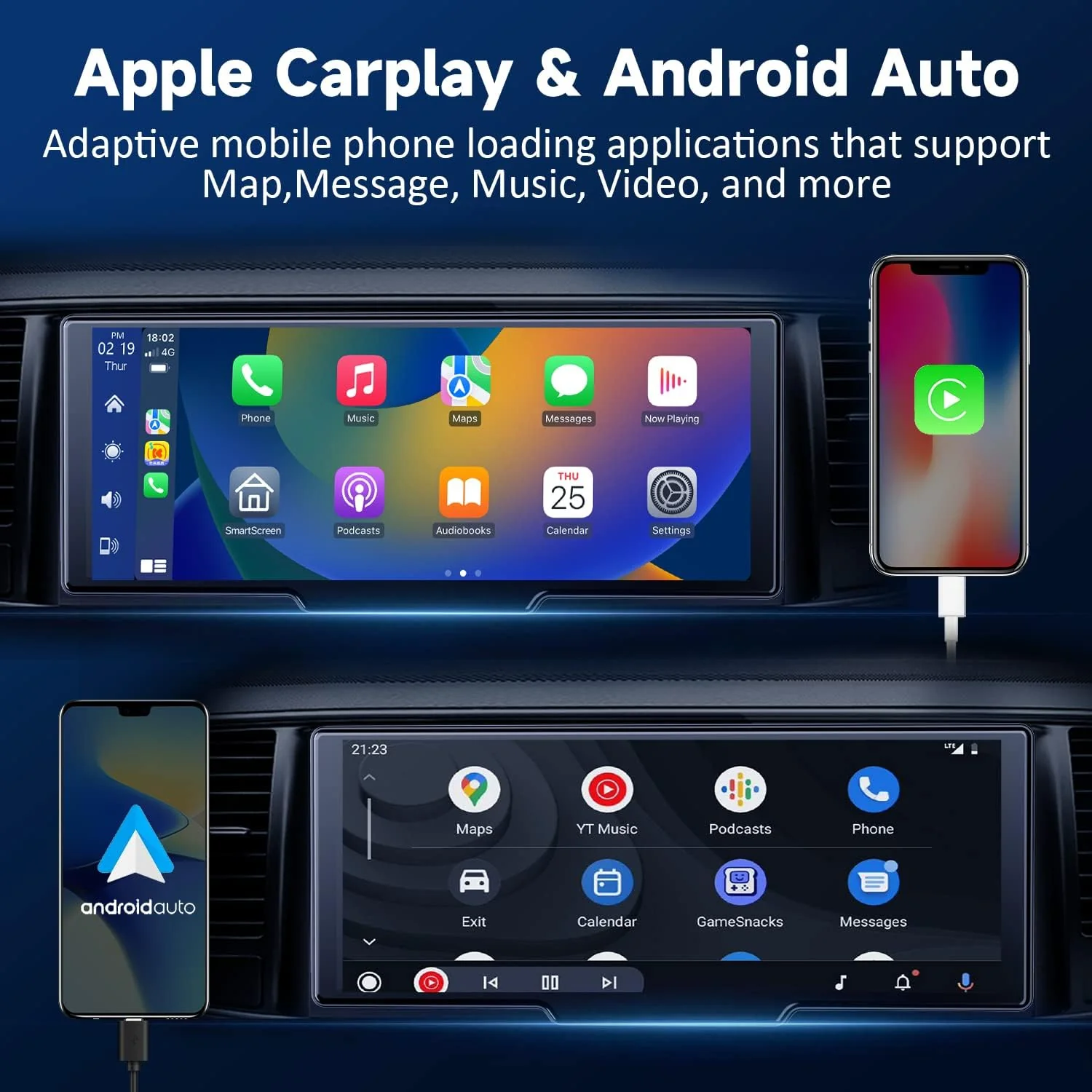 Autoradio portable avec Dash Cam, Apple Carplay, Android Auto, Bluetooth, Ã©cran tactile, support de tableau de bord, 10 n° 3