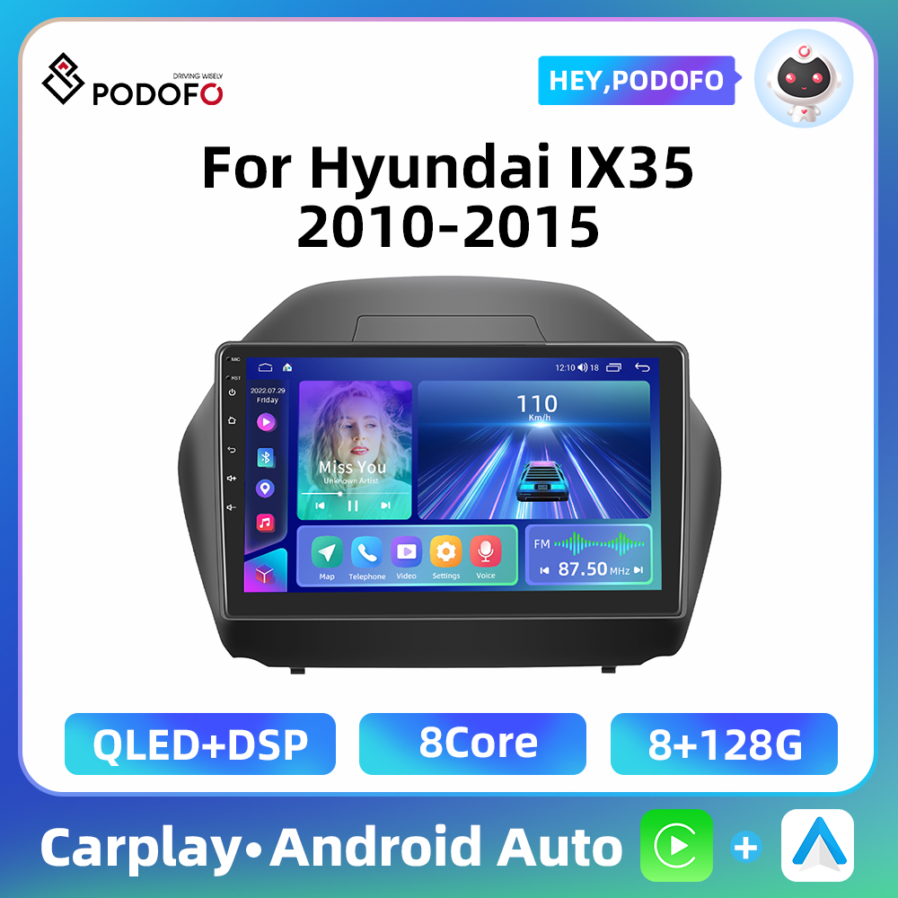 PodoNuremberg-Autoradio StÃ©rÃ©o Android 2 Din 8 + 128 Go, Navigation GPS, RÃ©cepteur FM, 4G, WiFi, DSP, BT, Carplay, Fit for Hyundai Feat 35, 2010-2015 n° 1