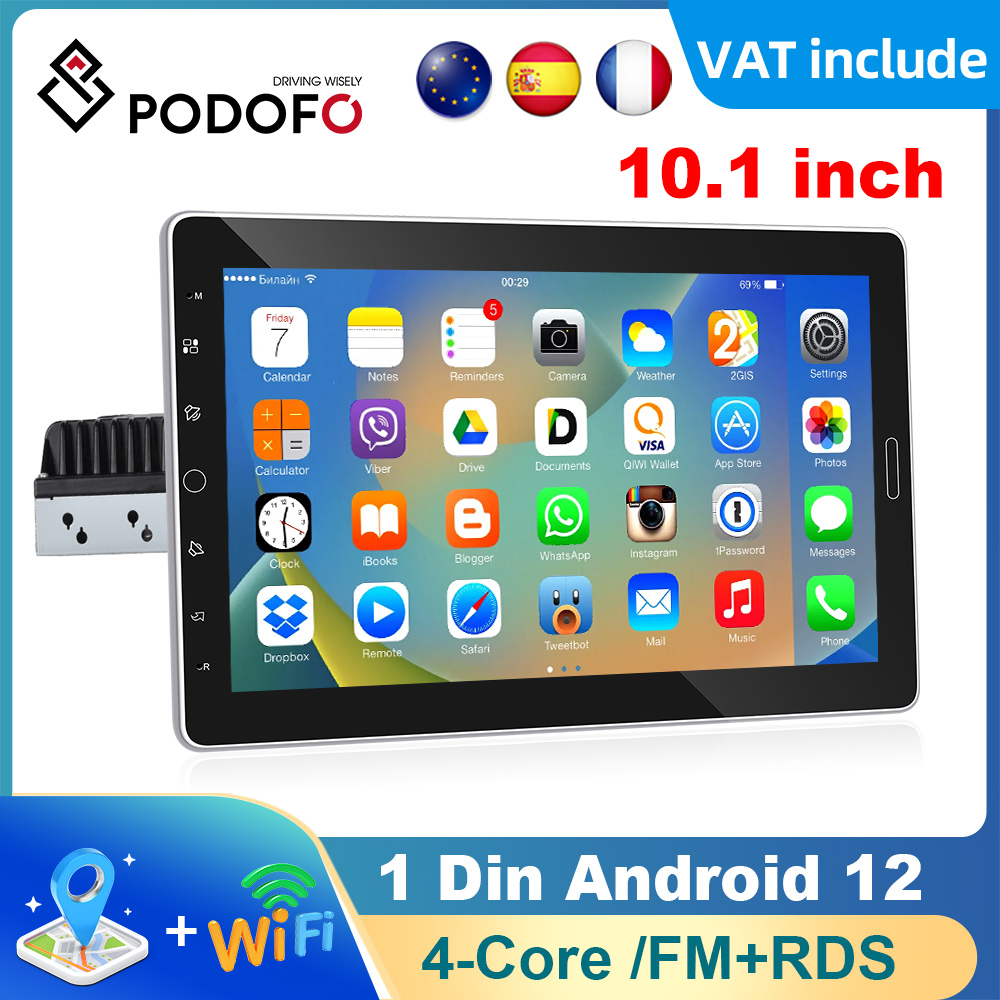 PodoNuremberg-Autoradio Android 10 , Carplay, GPS, Bluetooth, WiFi, rÃ©cepteur FM, lecteur vidÃ©o, universel, 1DIN, pour voiture Nissan, Hyundai n° 1