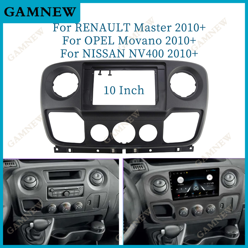 Panneau d'autoradio Fascia pour RENAULT Master, OPEL Movano, harnais NV400 2010 +, kit de tableau de bord Facia, cadre d'adaptateur de plaque de garniture, 10 pouces n° 1