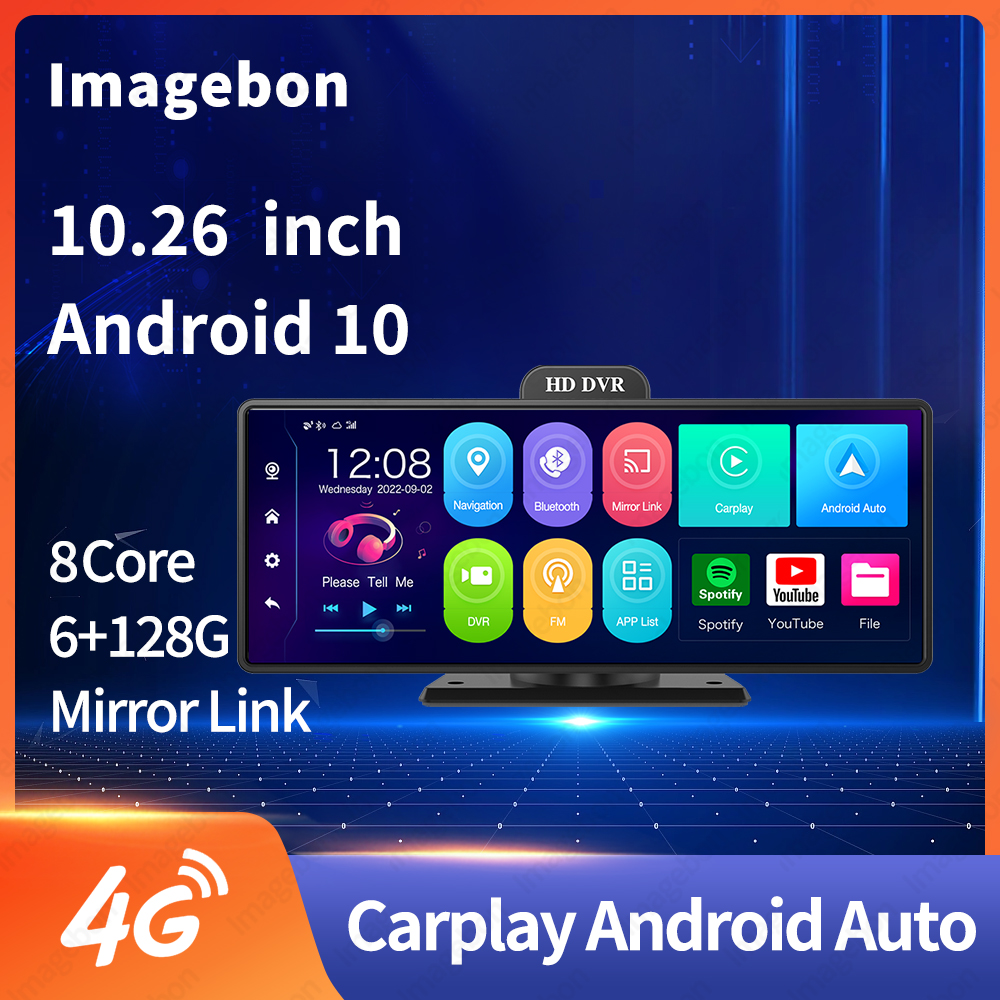 CamÃ©ra de tableau de bord Android avec rÃ©troviseur, Carplay 8 cÅ“urs, WiFi automatique, Bluetooth, DVR de voiture, ADAS, GPS, moniteur de parc 24h, 10.26 pouces n° 1