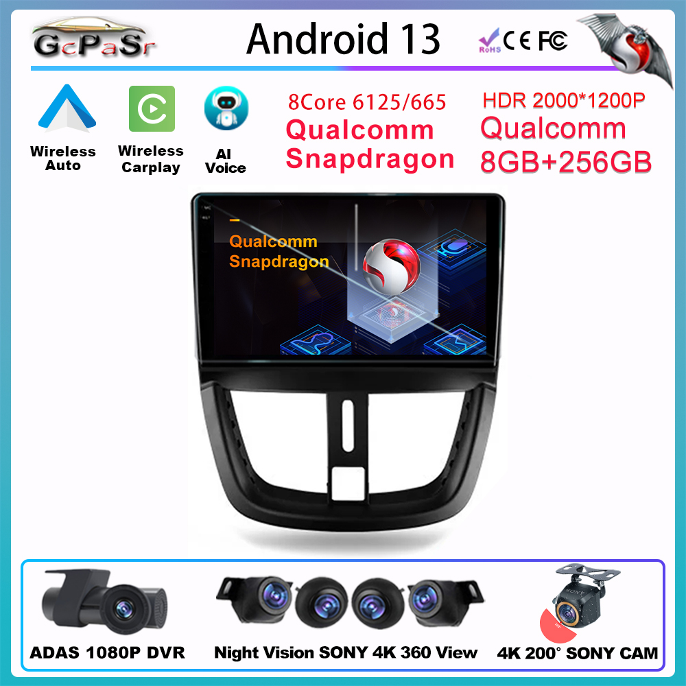 Qualcomm-Autoradio Android pour KIT 207, 2006-2015, Navigation GPS, VidÃ©o, DSP, 4G, BT, Wifi, No 2Din, DVD Dash, Lecteur Carplay n° 1