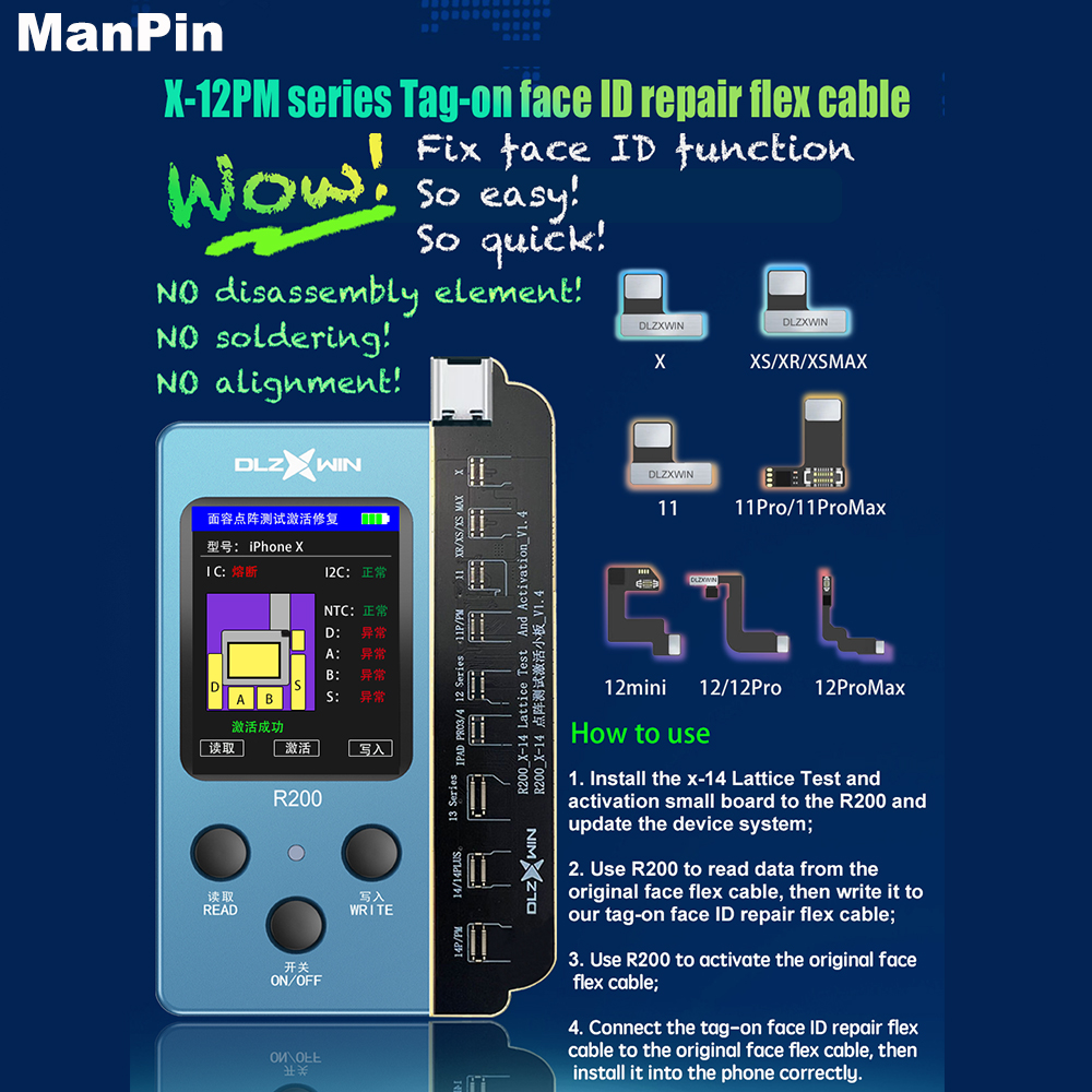 Programmeur de capteur de lumiÃ¨re ambiante pour iPhone, Ã©cran LCD, rÃ©cupÃ©ration True Tone, 14Plus 13 Mini 12 Pro Max 11 XS 8 7 R200, testeur n° 3