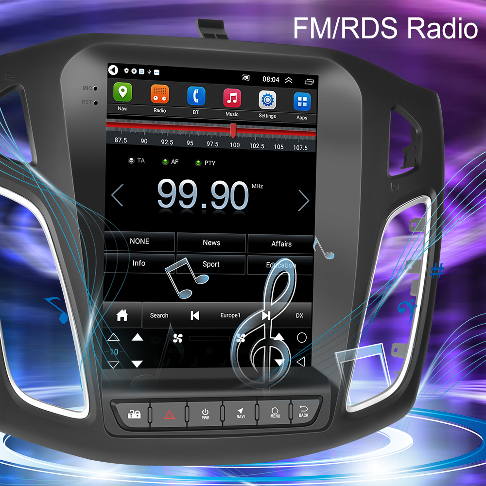 PodoNuremberg-Autoradio Android avec Écran Vertical de 9.7 Pouces, Lecteur de Limitation, Récepteur Stéréo 2 Din, Unité Centrale pour Ford Focus 2012-2018 n° 3
