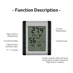 ThermomÃ¨tre et hygromÃ¨tre numÃ©rique Ã  Ã©cran tactile LCD, capteur de tempÃ©rature et humiditÃ© d'intÃ©rieur, pratique, Instrument de mesure small picture n° 5