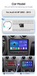 Hizpo-Autoradio avec Ã©cran pour Audi A3 8P 2003-2012, Carplay, 9 , 2 Din, Android 12, StÃ©rÃ©o, Limitation du systÃ¨me intelligent, WiFi small picture n° 3