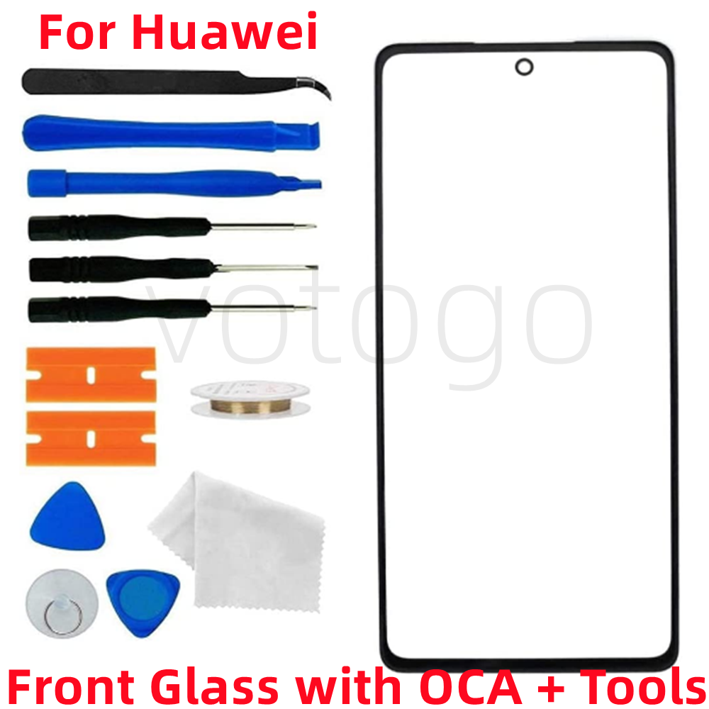 Écran avant en verre + OCA pour Huawei P20, P30, P40, P50, P60 Lite, Pro Plus, P Smart, extérieur LCD, tactile, Hébergements eur, lentille, kits de remplacement n° 1