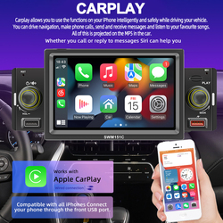 Autoradio Ã  Ã©cran tactile IPS, Android Auto, Apple CarPlay, lecteur MP5, lien miroir, mains libres, USB, SD, TF, Bluetooth, limitation, 1Din, 5 small picture n° 2