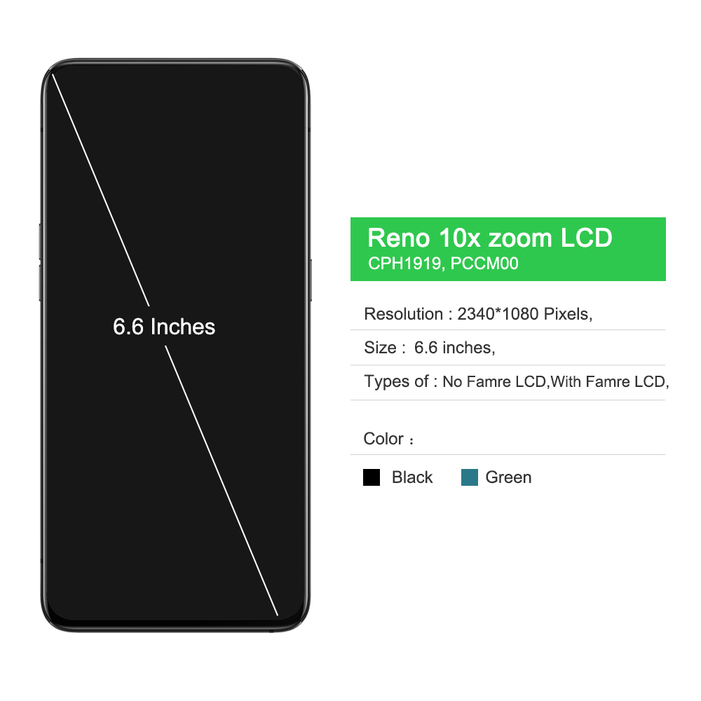 Ensemble Ã©cran tactile LCD, 6.6 pouces, avec empreinte digitale, pour Oppo Reno 10x Zoom CPHbane PCCM00, original n° 2
