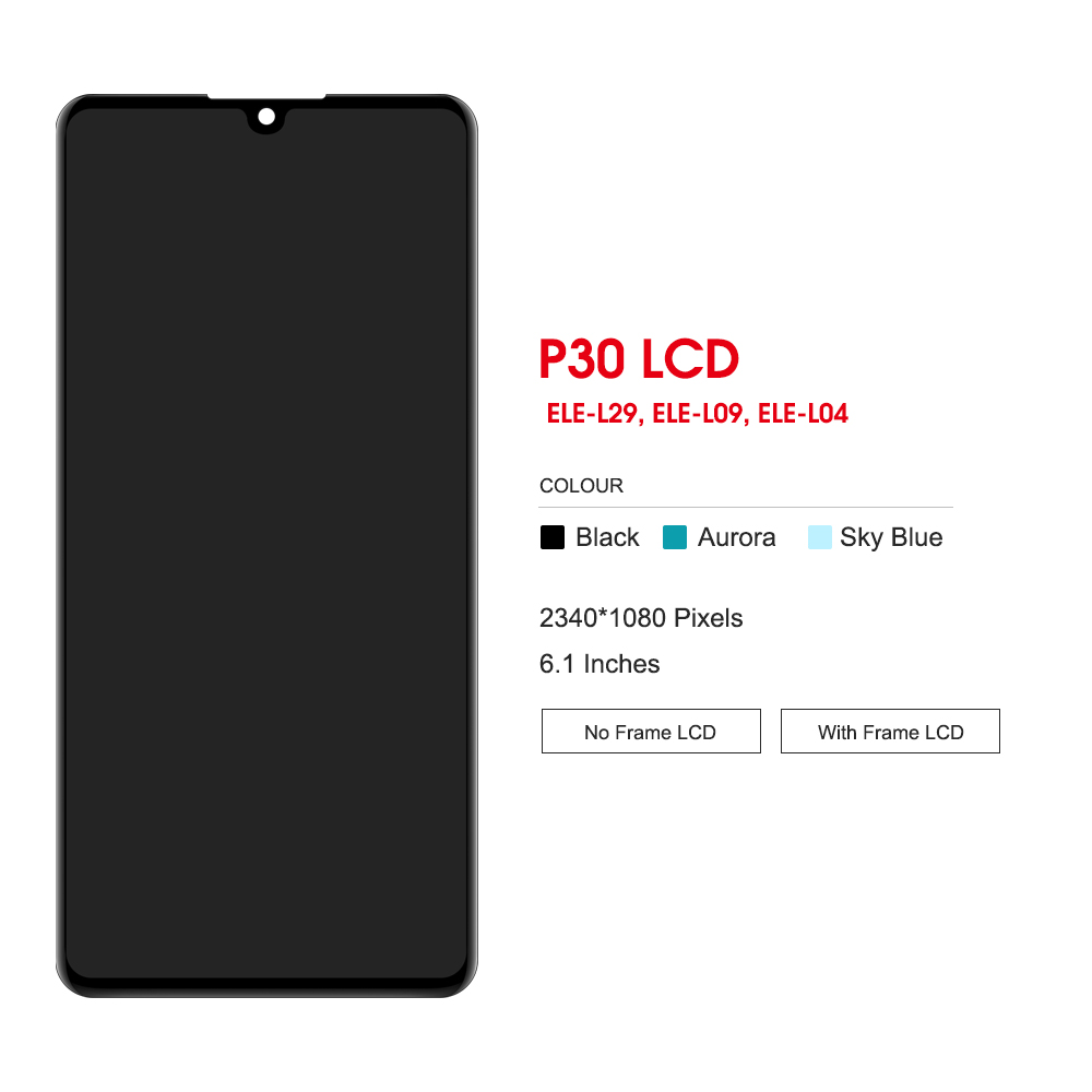 Ã‰cran d'origine pour Huawei P30 LCD Ã©cran tactile HÃ©bergements eur assemblÃ©e avec cadre pour Huawei P30 ELE-L29 ELE-L09 ELE-L04 lWind n° 3