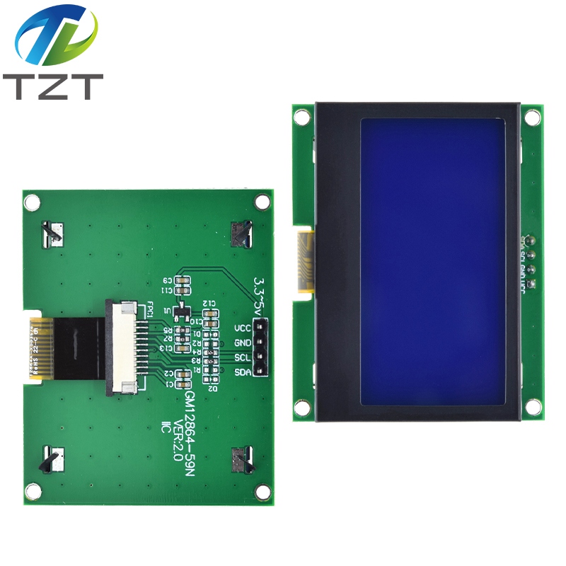 TZT â€“ panneau d'affichage graphique LCM 12864x64 pour Arduino, Module LCD IIC 128x64, I2C ST7567S n° 6