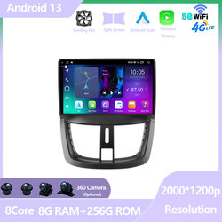 Autoradio Android 13, Ã‰cran de Navigation GPS, WIFI, DSP, 4G, Carplay Sans Fil, Lecteur StÃ©rÃ©o, pour Voiture GraduÃ©e (207, 2006-2015)