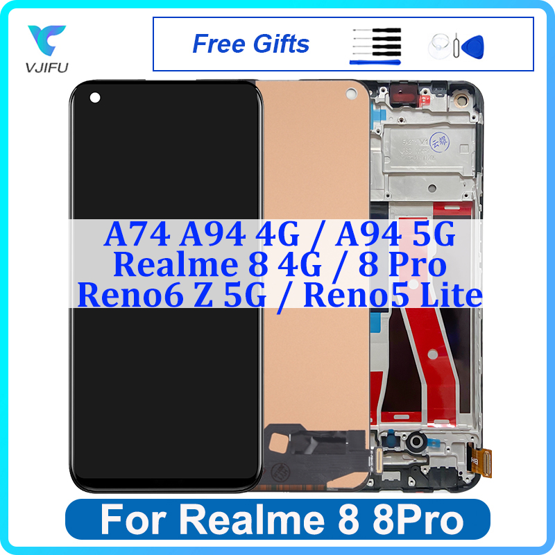 Bloc écran tactile LCD de remplacement, 6.4 pouces, pour OPPO Reno6 Z 5G Reno5 Lite A74 A94 4G A94 5G, pour Realme 8 4G 8 Pro n° 1