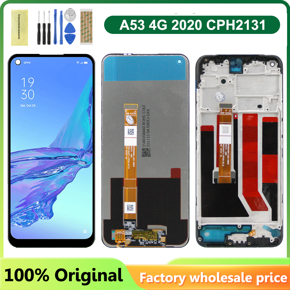 NumÃ©riseur d'Ã©cran tactile LCD d'origine avec cadre, assemblage complet pour OPPO A53 4G, A53 5G, remplacement d'Ã©cran LCD, 2020 nouveau, 6.5 pouces n° 1