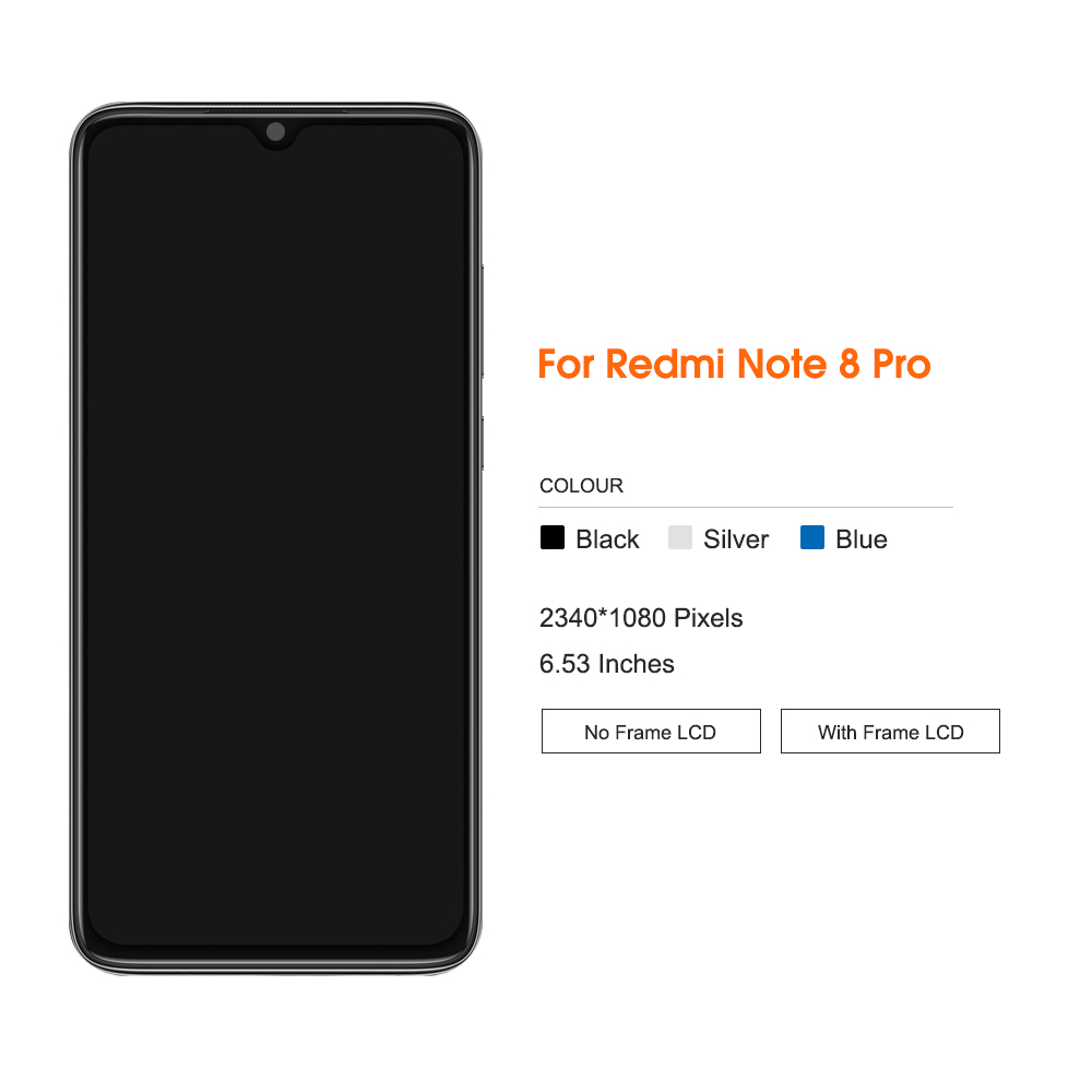 100% testÃ© pour Xiaomi Redmi Note 8 Pro, Pour Redmi Note8Pro M1906G7I,M1906G7G Remplacement D'Ã©cran, avec Assemblage de NumÃ©riseur n° 2